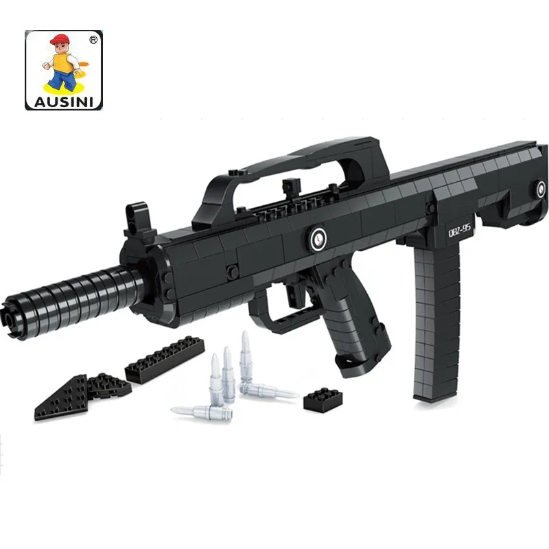 

AUSINI 493pcs Children's Educational Plastic Building Blocks Assembled Toy Armaments Super 95 Assault Rifle guns brinquedos