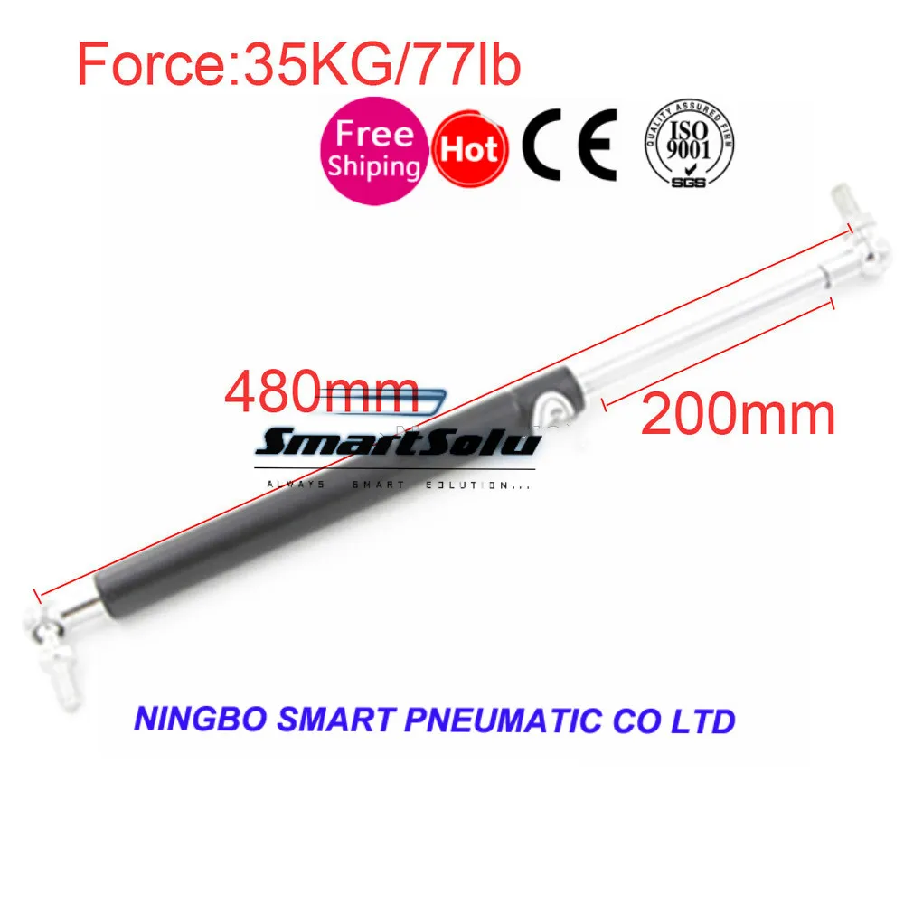 

200mm Stroke 35KG/77lb Force Auto Gas Spring Strut Damper Spring M8 Gas Springs 480mm Gas Strut Shock Lift Prop for Automotive