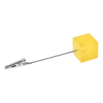 

Cube Wire Memo Holder Paper Note Clip (Translucent Yellow)