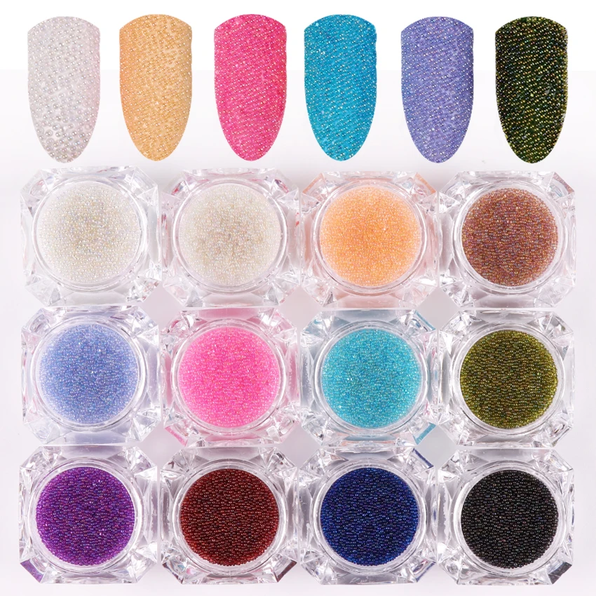 

5g/Box Mini AB Color Glass Beads Round Nail Bead Rhinestones 3D UV Gel Polish Decoration DIY Manicure Jewelry