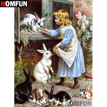 

HOMFUN 5D Diamond Embroidery Needlework Kit "Girl rabbit" Diy Diamond Painting Cross Stitch Home Decoration Gift A08736