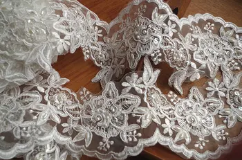 

ivory bead lace, cord lace trim, scalloped alencon laceCG084 10yards