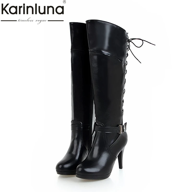 

KARINLUNA brand new dropship big size 31-48 customized Boots Women Woman Shoes high heels knee high Boots shoes women