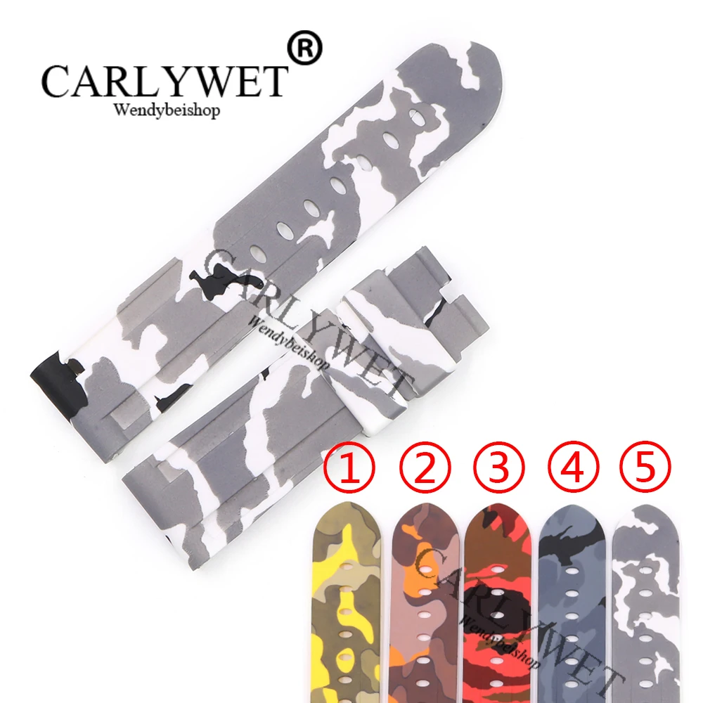 Ремешок CARLYWET 24 мм для наручных часов Panerai Luminor резиновый водонепроницаемый