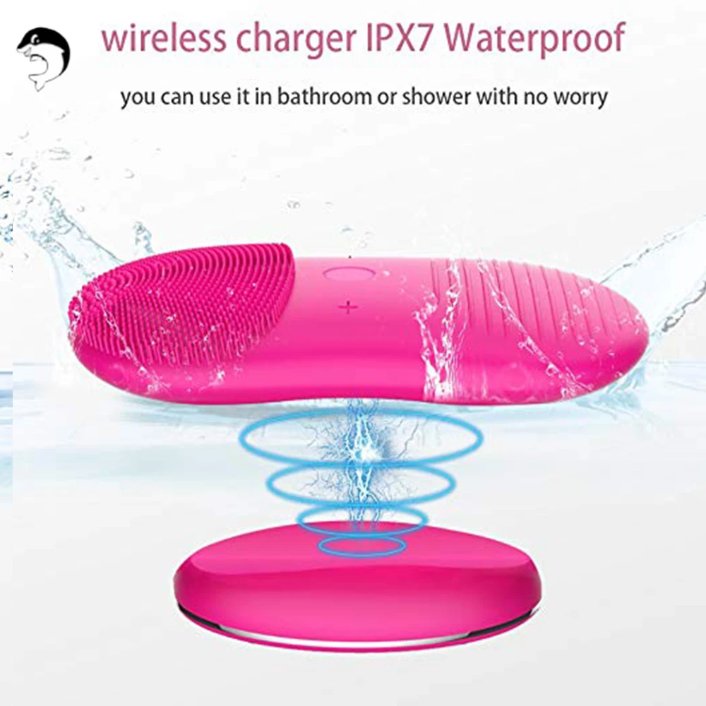 Carregador sem Fio de Silicone Escova de Limpeza Velocidades para Limpeza Profunda dos Poros Facial Sônica Rosto Escova Cravo Remover Massagem 12 6 Utensílios de cuidado facial