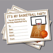 14 шт/лот Спорт Баскетбол приглашения на день рождения на заказ детский душ приглашает Баскетбол поставщик праздничных украшений