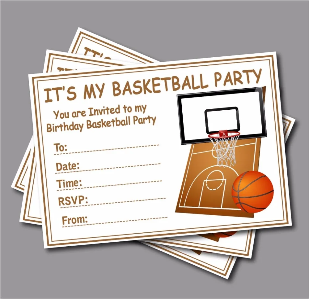 20 pcs/lot Sports Basketball Birthday invitations Custom Baby shower