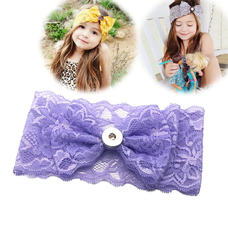 

Hot Interchangeable 012 Bow Lace Hair Band Fit 18mm Snap Button Charm Fashion Jewelry For Women Girl Kids Hair Clip Gift Display