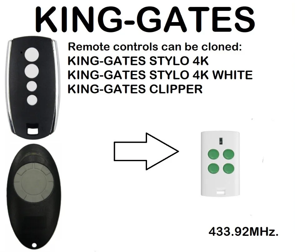 

KING-GATES STYLO 4K, KING-GATES CLIPPER Remote Control Duplicator 433.92MHz.