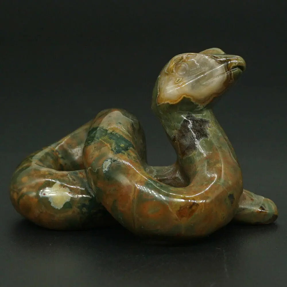 Фигурка змеи " натуральный камень тропический лес яшма резная декоративная статуэтка 3297