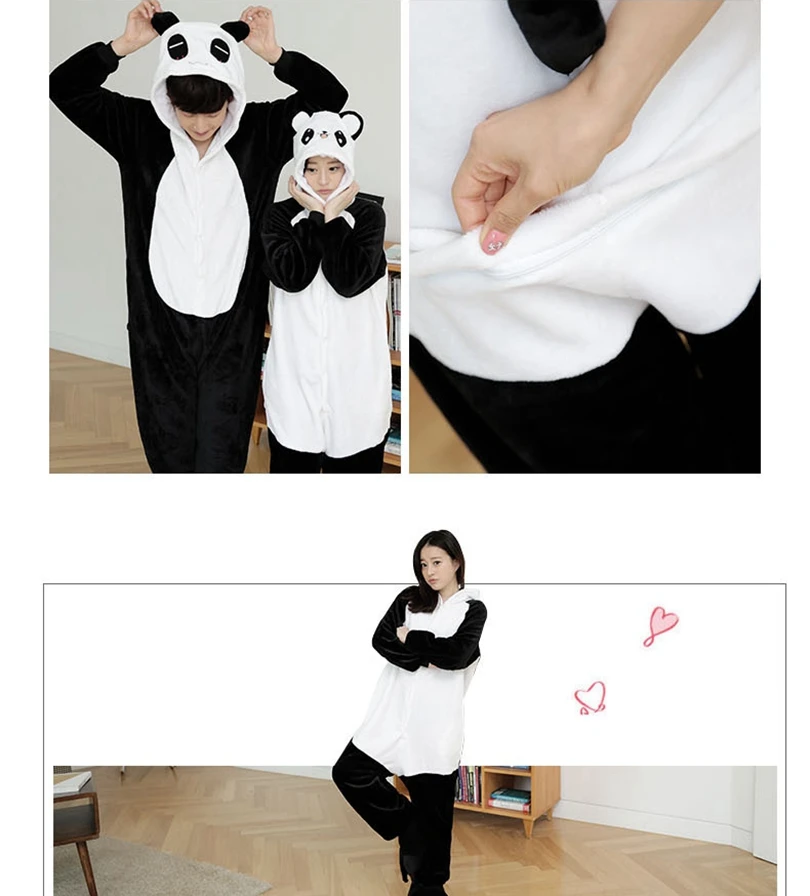 Кигуруми черная Пижама с пандой животные вечерние фланелевый костюм для косплея onesies игры мультфильм животных пижамы
