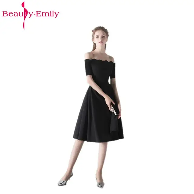 Black One Shoulder Knee Length Bridesmaid Dresses