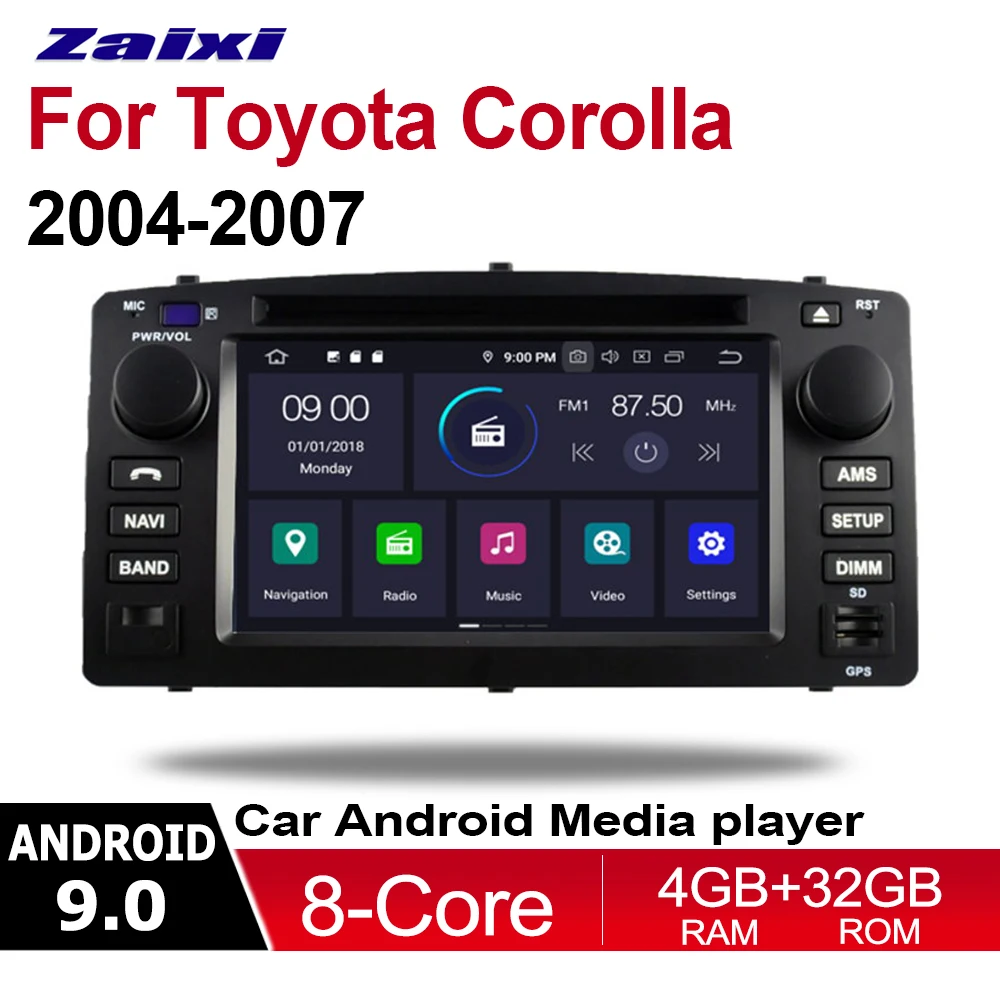 

ZaiXi For Toyota Corolla 2004~2007 2 DIN Car Android 9 GPS Naviation Multimedia system Bluetooth Radio Amplifier WIFI HD Screen