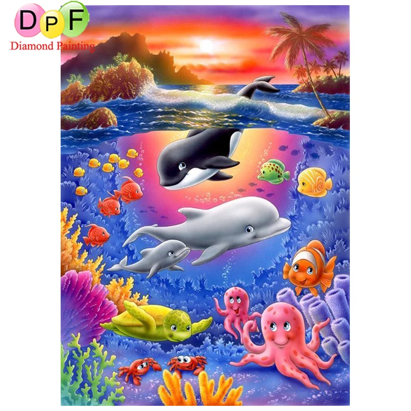 

DPF Full round drill Diamond embroidery animal dolphin diamond cross stitch mosaic diy diamond painting Decorative home painting