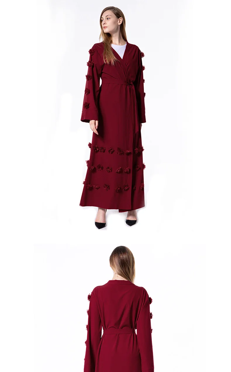 Abaya 2018 Дубайский Мусульманский платье Абая для женщин Повседневное с длинным рукавом плюс размер ислам ic одежда ислам Moslim Jurken открытый