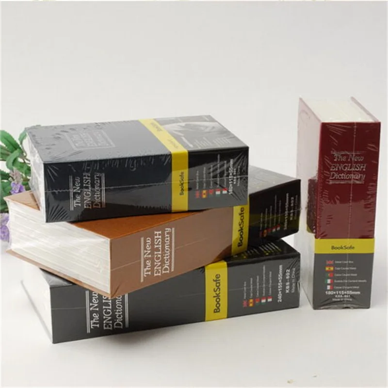 Size L 4/Color Hidden Box Lock Key English Dictionary Strong Steel Home Office Caravan Money Jewelry Phone Storage Safe Box
