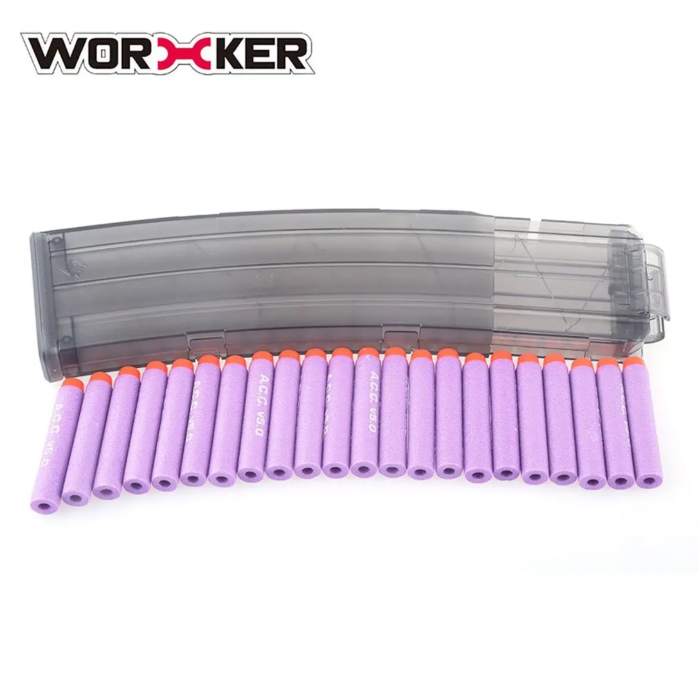 

WORKER 22 Bullets AK Model Curve Soft Bullet Clip Ammo Cartridge Dart Clip for Nerf Toy Gun Accs Cartridge Holder Magazine Clip