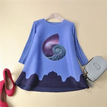 Miyake моды раза три четверти свободные футболки женщин