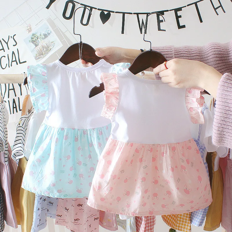 Summer Baby Princess Dresses For Kids Plaid Birthday Party Dress Casual baby Clothes Toddler Girl Newborn Fake Two pieces Dress (5)