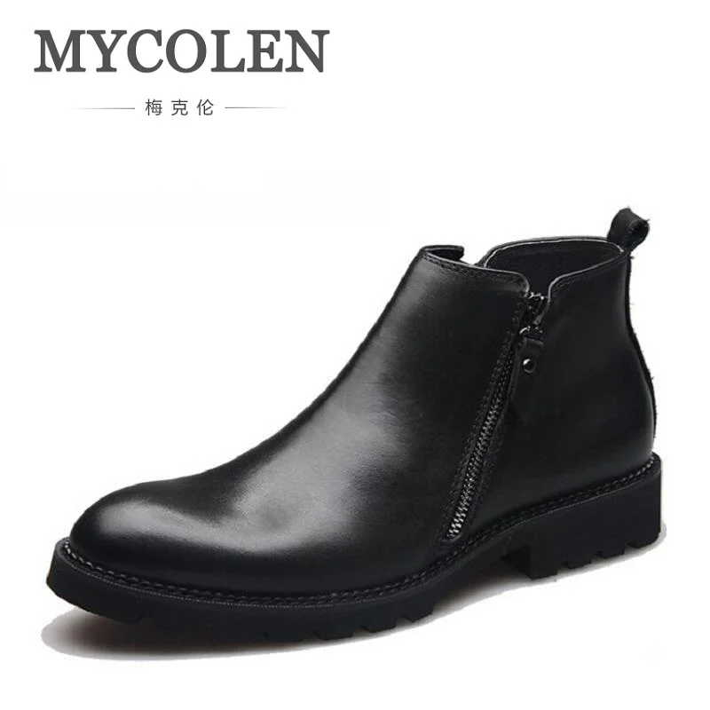 

MYCOLEN Brand Designer Men Winter Shoes Fashion Brown New Flats Man Ankle Boots Men Casual Leather Shoes for Wedding Party