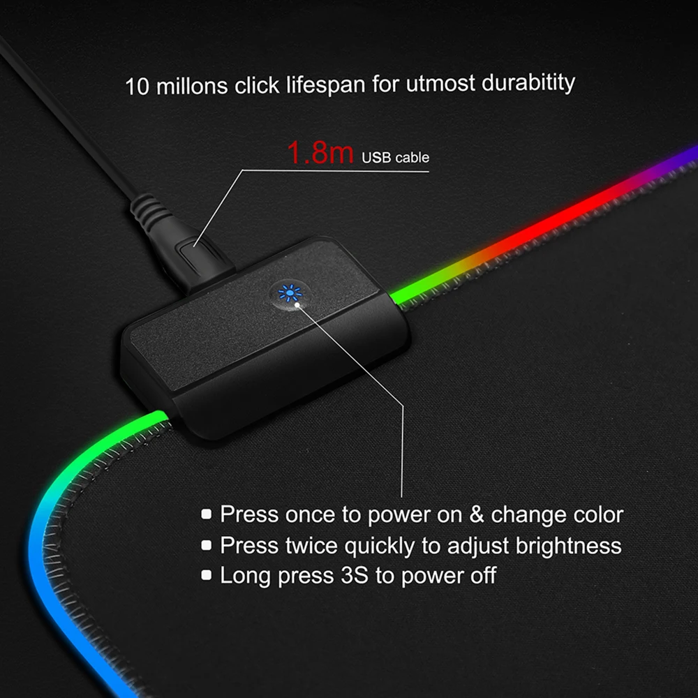 RedThunder RGB Gaming Mouse Pad Upgrade 80X30cm Large Glowing Extended Mousepad Gaming Keyboard Pad