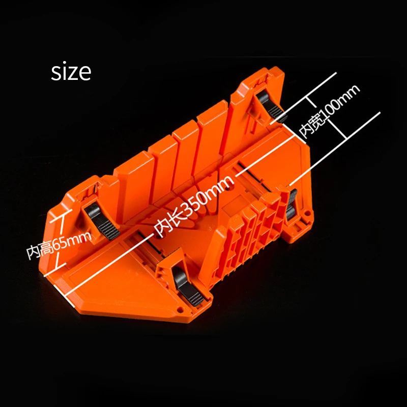 

Multifunctional Miter Saw Box Cabinet 0/22.5/45/90 Degree Saw Guide Woodworking Orange 14inch ABS Plastic Mitre Box with Clamp