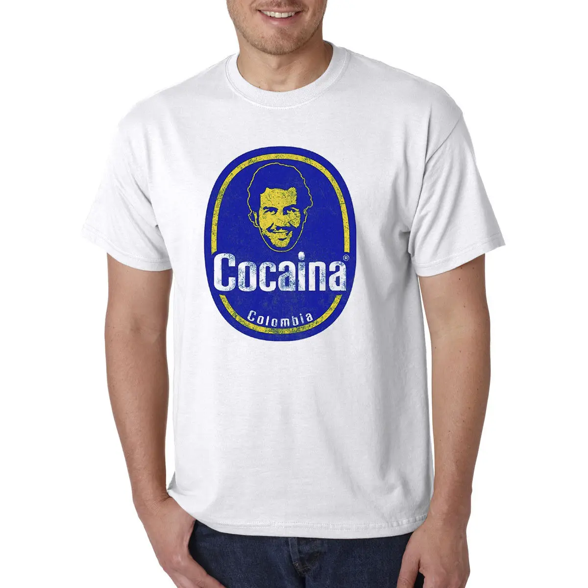 

2019 Fashion Pablo Escobar Cocaina Funny T-Shirt Narcos Cocaine Plata O Plomo Tees