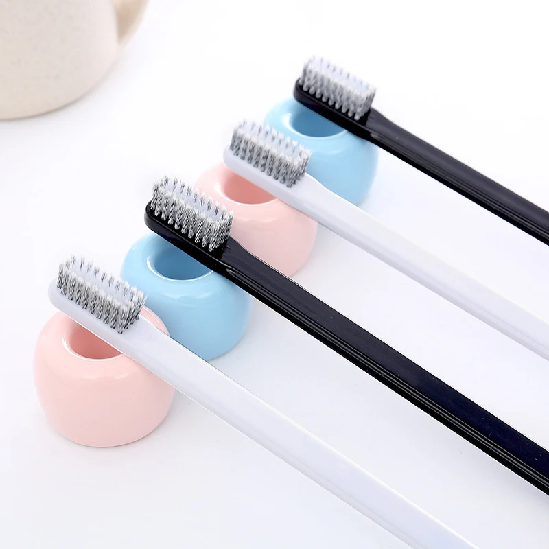 Black And White Couple Toothbrush Soft Slim Tip Toothbrush Charcoal Bristle for adults eco friendly bamboo tooth brush