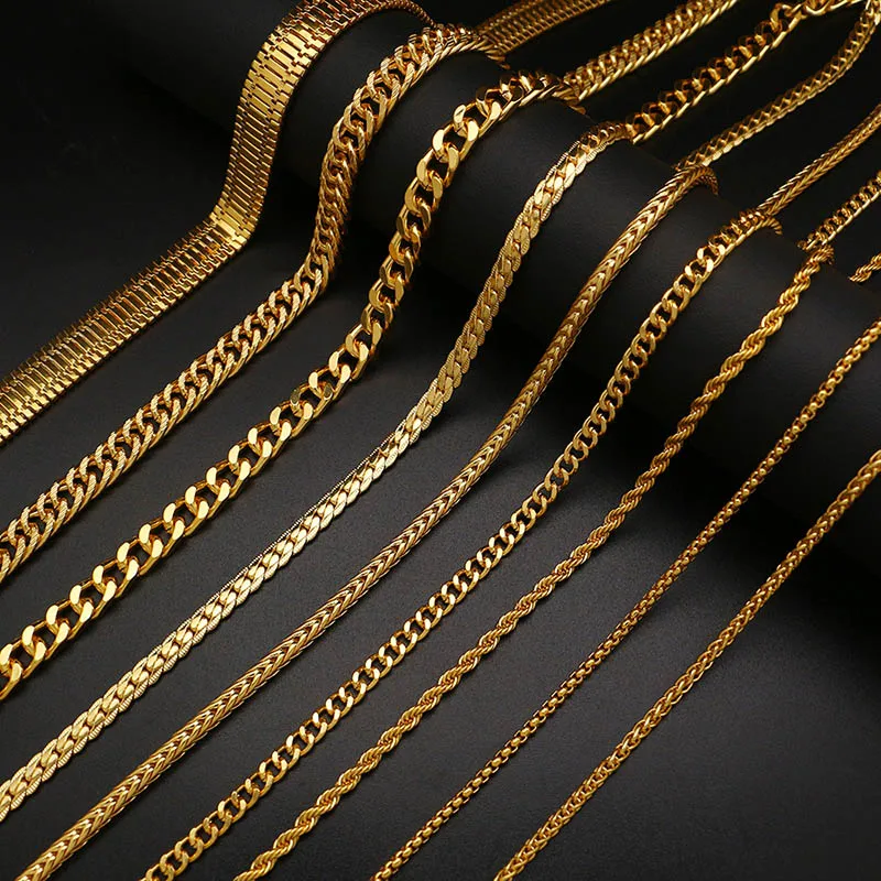 

Classic Women Men Rope Snake Curb Cuban Link Long Chain Necklaces Fashion Punk Rock Gold Statement Necklace Hip Hop Jewelry Gift