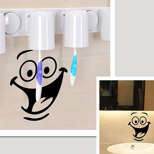 Smiley Face WC Toilet Decal Room Art Decor Funny Bathroom Kitchen Wall Sticker