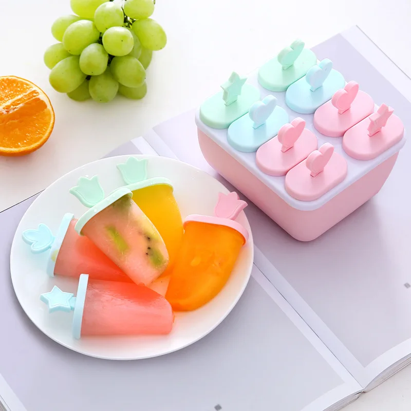 

8 cell Ice Cream Popsicle Molds For DIY Kitchen Tools Frozen Ice Cube Molds Maker Baking Moulds Cooking Tools