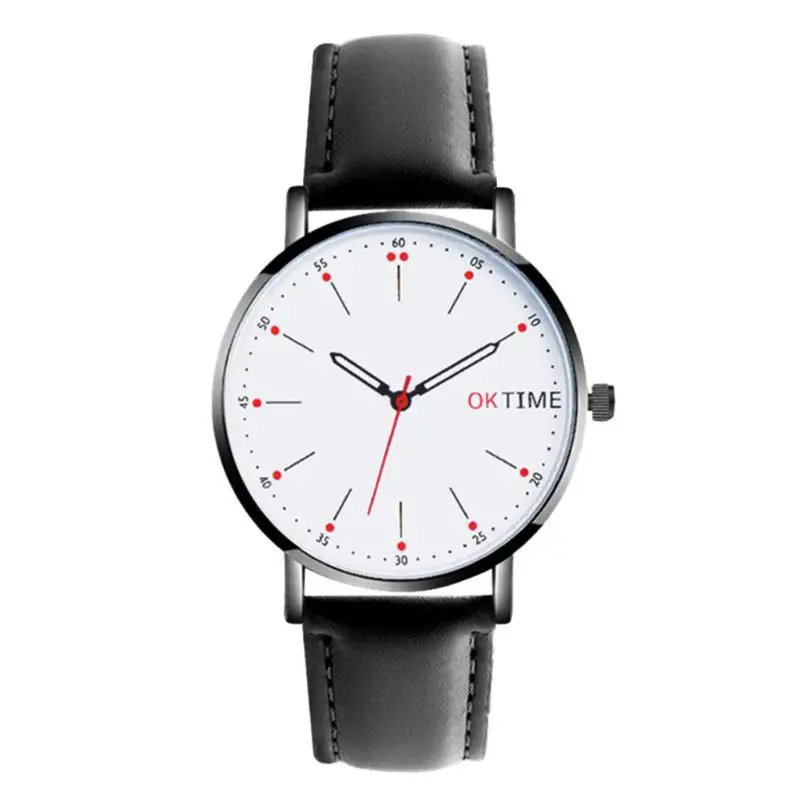 Black Reloj mujer модный кожаный ремешок кварцевые часы унисекс Ультра-тонкий круглый циферблат аналоговые наручные часы - Цвет: Black