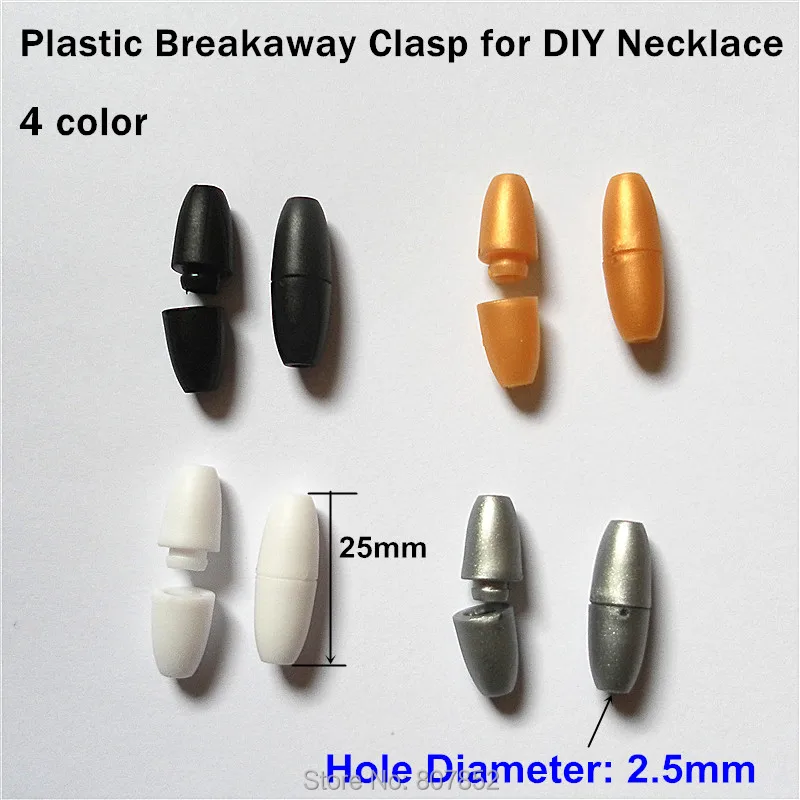 

( 4 color ) 10pcs DIY necklace's plastic breakaway buckle clasps Closure for chew necklace Silicone beads teething Jewerly