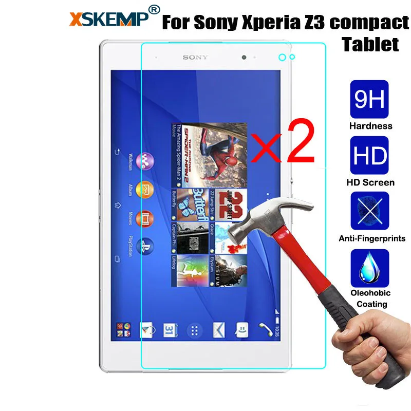 XSKEMP 2Pcs/Lot 9H Real Tempered Glass For Sony Xperia Z3 Compact Tablet 8.0&quotUltra Clear Screen Protector Protective Film | Мобильные
