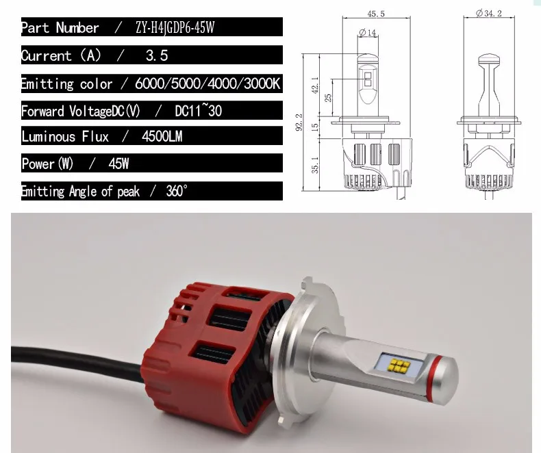 Autoki супер яркий P6 H1 H3 H7 H11 9005 9006 9012 9004 9007 Автомобильный светодиодный фары 90 Вт/заданная величина 9000LM Запасная лампа накаливания светодиод CAN-шина комплект