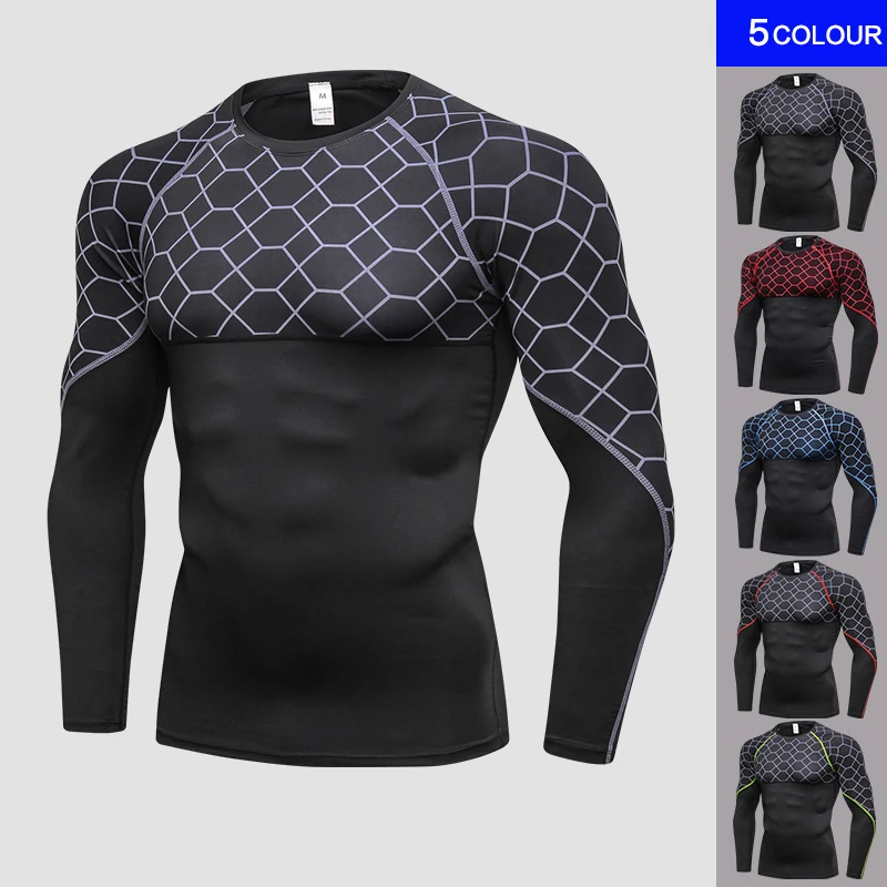 

2018 Men Compression Sport Running Shirt Men Quick Dry Gym Fitness Bodybuilding Running T Shirt Rashgard Male T Shirt For Sports