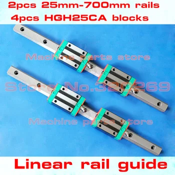 

2pcs linear guide HGR25 L 700mm and 4pcs HGH25CA cnc rail block linear block CNC parts