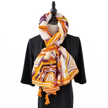 

Women Cotton Scarf Cute Orange Color Spring Large Shawl Fresh Tassel Hijab Travel Wrap NEW [3060]