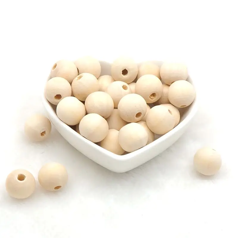 

Chenkai 100PCS 14mm Unfinished Wooden Teether Beads Eco-Friendly Natural Color Teething Beads For DIY Jewelry Making Handmade