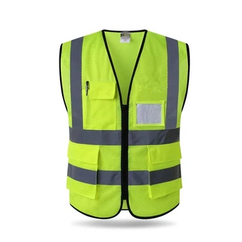 

Free Customed Logo High Visibility Reflective Safety Vest Reflective Vest Multi Pockets Workwear Safety Waistcoat Free Shipping