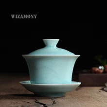 Китайский Longquan Celadon Китайская гайвань чайная чашка и чайное блюдце чаша для чая 160 мл от известного художника фарфоровый чайник кофейная чашка высокое качество