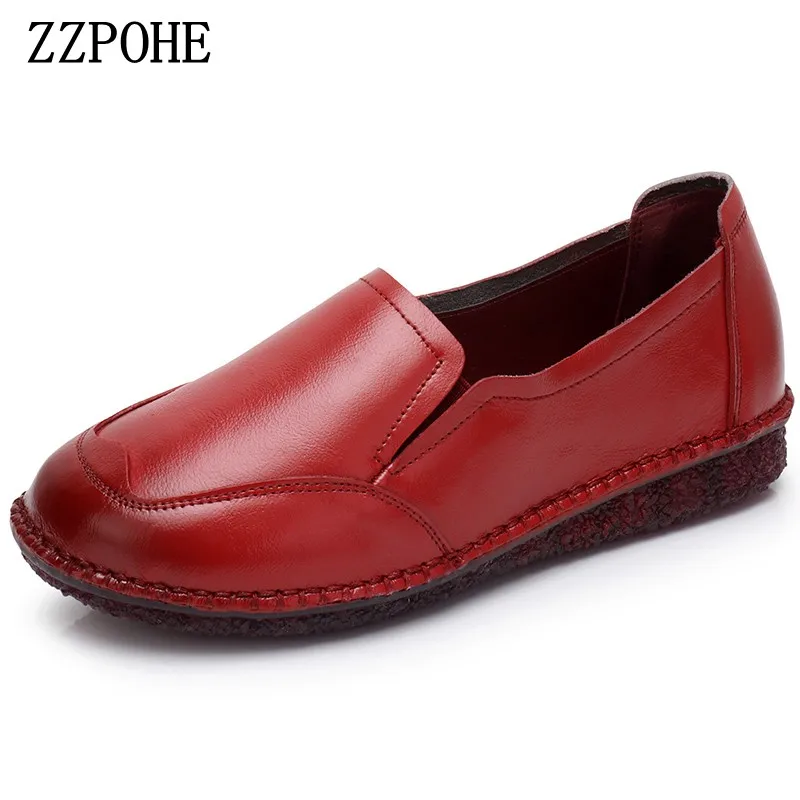 ZZPOHE/Женская обувь из мягкой кожи на плоской подошве модная повседневная женская