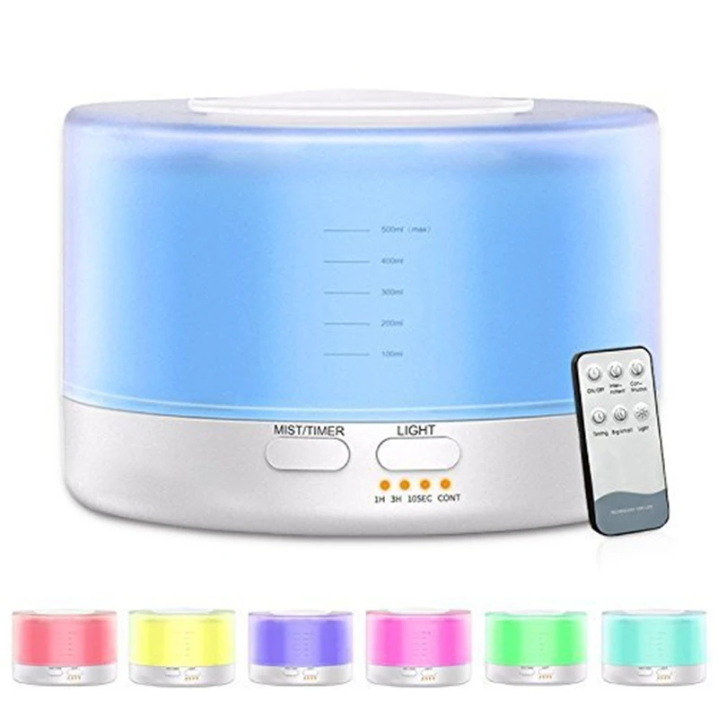

MRF-138 500ml Remote Control Wood ultrasonic humidifier spray aromatherapy household plug-in light lamp essential oil lamp
