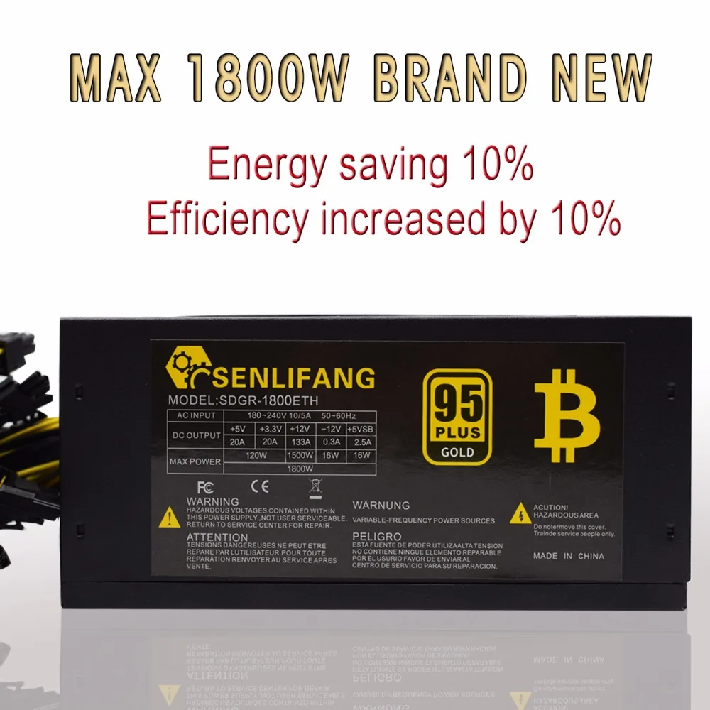 1800 Вт 95% эффективность ATX12V V2.31 ETH монета Майнер источник питания активный PFC
