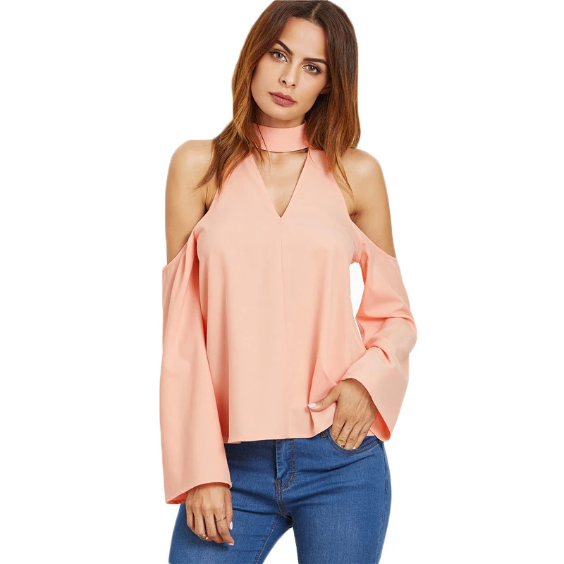 plus size long sleeve cold shoulder tops