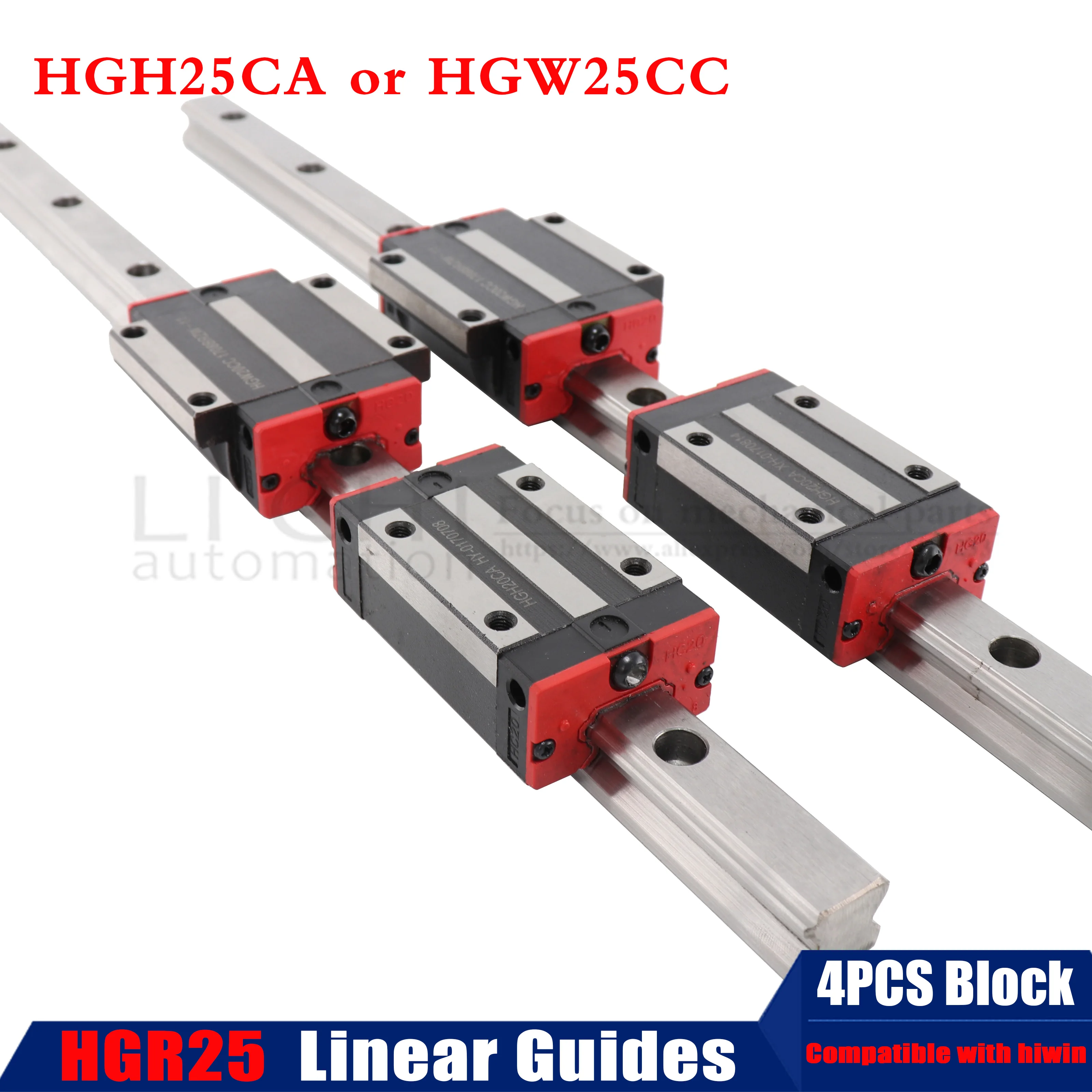 HGH25 линейная направляющая 25 мм 2 шт. все длины + 4 каретка HGH25CA или HGW25CC Запчасти для