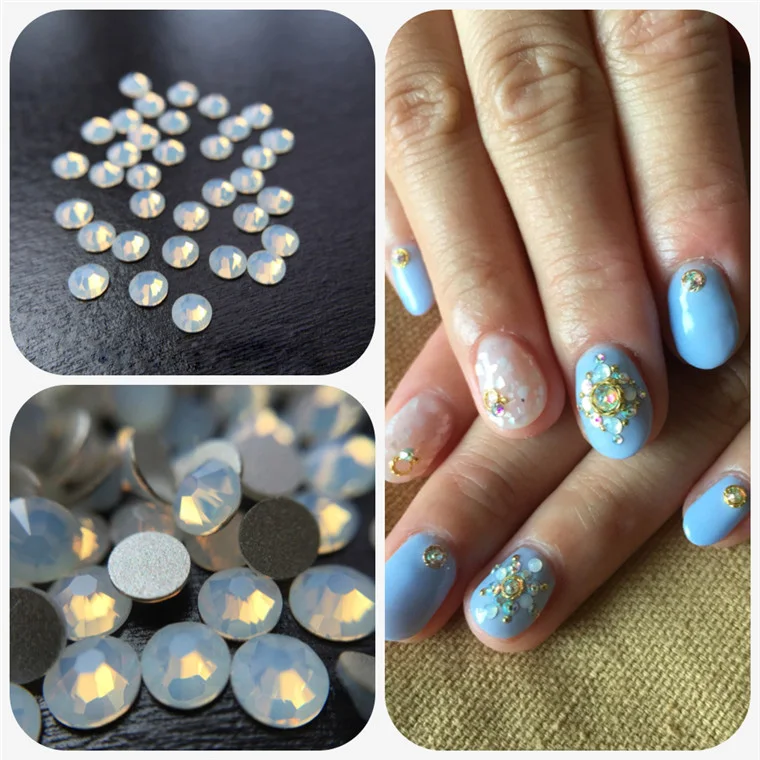 1440 шт./лот Стразы с плоским основанием белого опала для ногтей 3D украшение