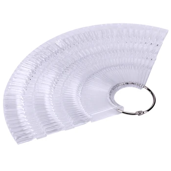 

50Pcs Nail Polish Palette Card Display Fan Shaped Artificial Nail Tips Polish Shelf Fake Nail Art Palette Makeup Set Transparent