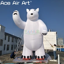 Огромный белый стоящий надувной свет приветствие полярный медведь мультфильм талисман для события/фестиваля украшения