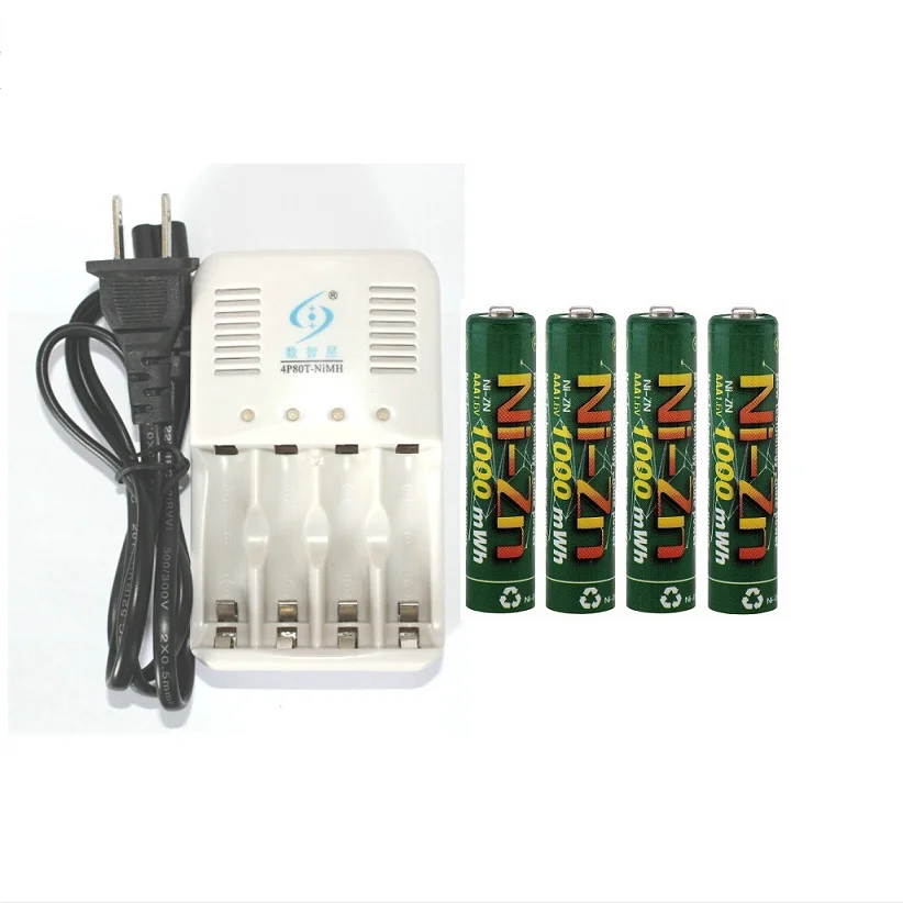 Powerful 4 Pcs 1 6v aaa 1000mWh rechargeable battery nizn Ni Zn aaa 1 5v rechargeable